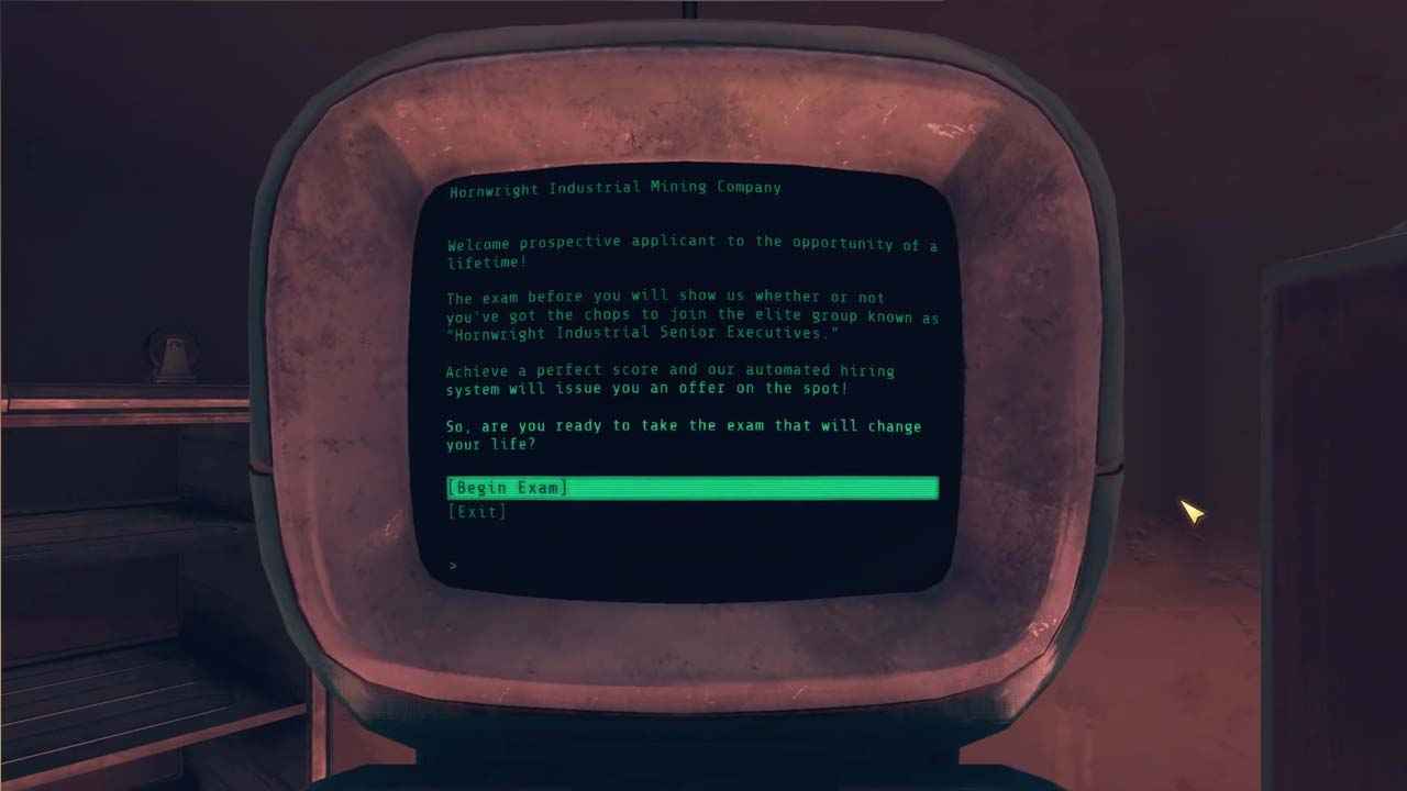 Fallout 76 - Réponses à l'examen des cadres supérieurs de Hornwright