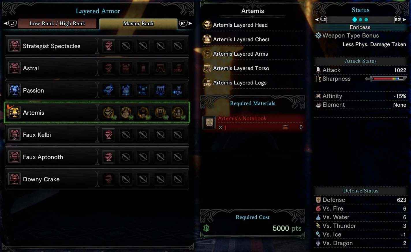 몬스터헌터 월드: Iceborne Artemis Armor