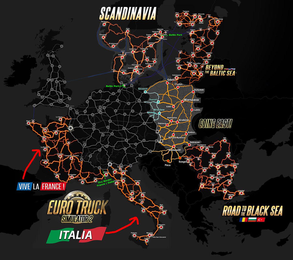 Euro Truck Simulator 2 Base Game Map